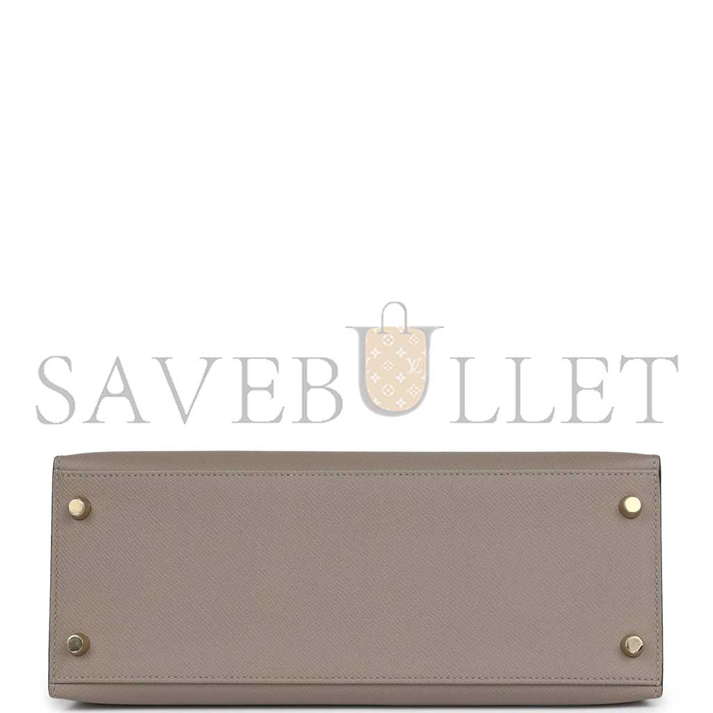 HERMÈS MASTER KELLY SELLIER 28 GRIS ASPHALTE VERSO EPSOM BRUSHED GOLD HARDWARE (28*22*10cm)
